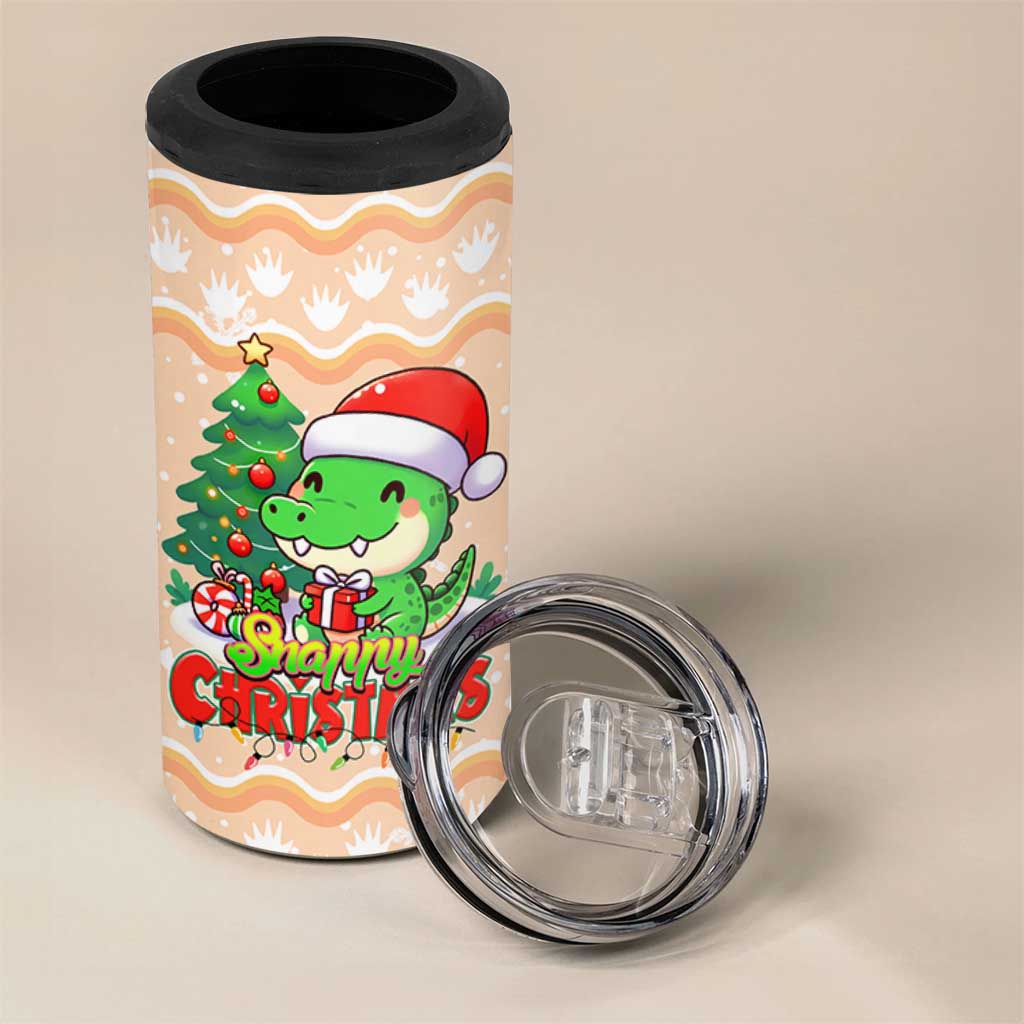 Crocodile Snappy Christmas 4 in 1 Can Cooler Tumbler Cute Alligator Holiday Tree Cartoon Design - Wonder Print Shop