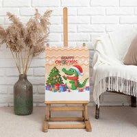 Crocodile Snappy Christmas Canvas Wall Art Cute Alligator Holiday Tree Cartoon Design - Wonder Print Shop