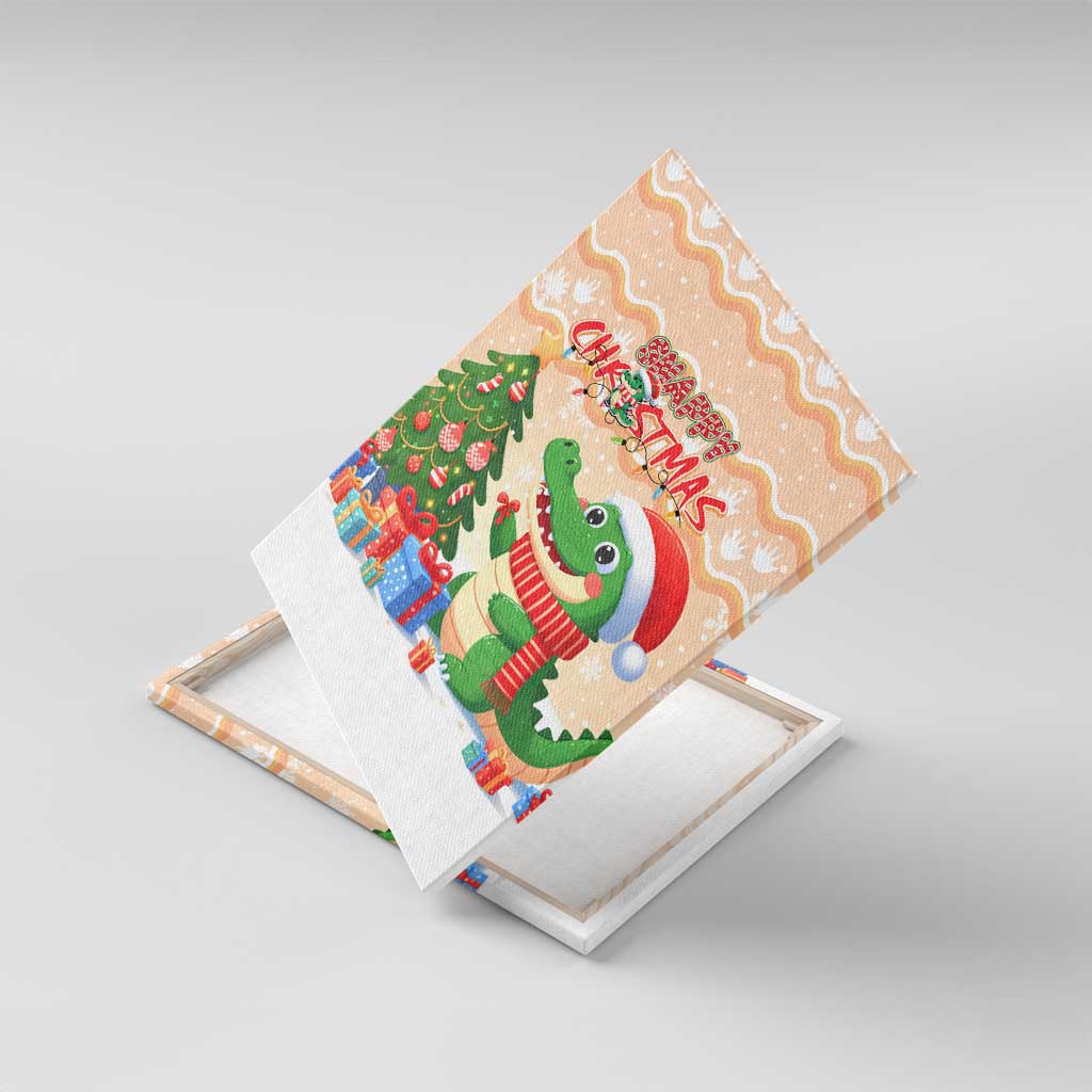 Crocodile Snappy Christmas Canvas Wall Art Cute Alligator Holiday Tree Cartoon Design - Wonder Print Shop