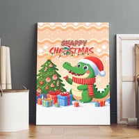 Crocodile Snappy Christmas Canvas Wall Art Cute Alligator Holiday Tree Cartoon Design - Wonder Print Shop