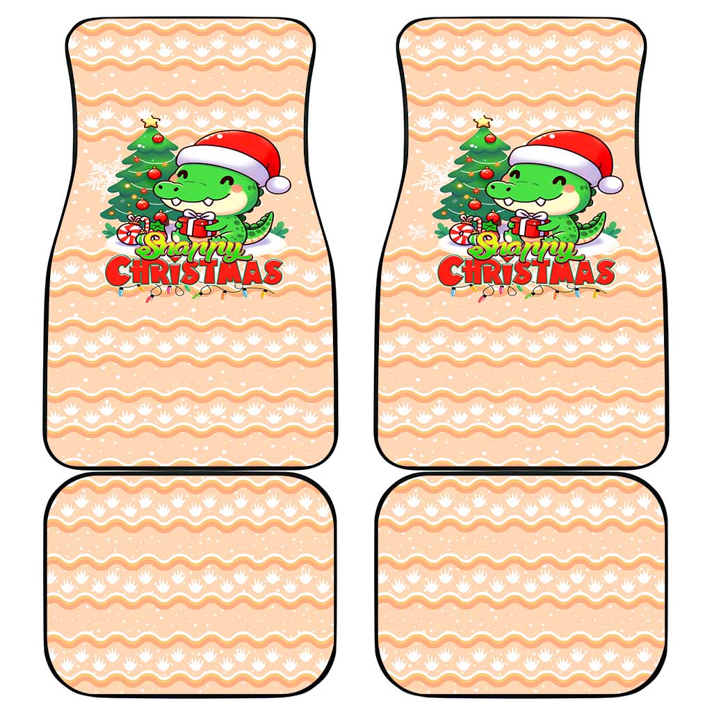 Crocodile Snappy Christmas Car Mats Cute Alligator Holiday Tree Cartoon Design - Wonder Print Shop