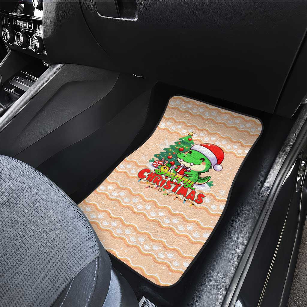 Crocodile Snappy Christmas Car Mats Cute Alligator Holiday Tree Cartoon Design - Wonder Print Shop