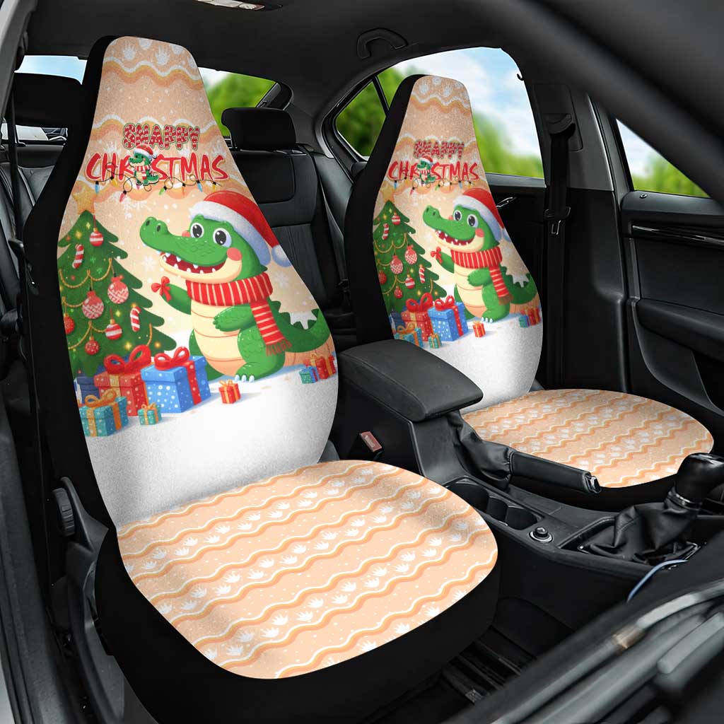Crocodile Snappy Christmas Car Seat Cover Cute Alligator Holiday Tree Cartoon Design - Wonder Print Shop