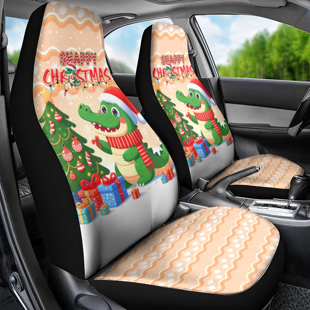 Crocodile Snappy Christmas Car Seat Cover Cute Alligator Holiday Tree Cartoon Design - Wonder Print Shop
