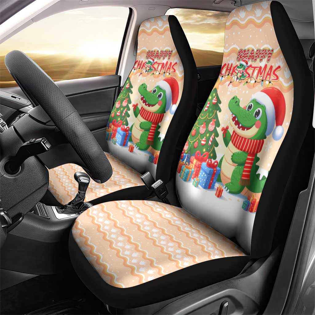 Crocodile Snappy Christmas Car Seat Cover Cute Alligator Holiday Tree Cartoon Design - Wonder Print Shop