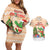Crocodile Snappy Christmas Couples Matching Off Shoulder Short Dress and Hawaiian Shirt Cute Alligator Holiday Tree Cartoon Design - Wonder Print Shop