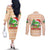 Crocodile Snappy Christmas Couples Matching Off The Shoulder Long Sleeve Dress and Long Sleeve Button Shirt Cute Alligator Holiday Tree Cartoon Design - Wonder Print Shop