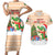 Crocodile Snappy Christmas Couples Matching Short Sleeve Bodycon Dress and Hawaiian Shirt Cute Alligator Holiday Tree Cartoon Design - Wonder Print Shop
