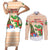 Crocodile Snappy Christmas Couples Matching Short Sleeve Bodycon Dress and Long Sleeve Button Shirt Cute Alligator Holiday Tree Cartoon Design - Wonder Print Shop