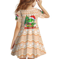 Crocodile Snappy Christmas Family Matching Long Sleeve Bodycon Dress and Hawaiian Shirt Cute Alligator Holiday Tree Cartoon Design - Wonder Print Shop