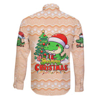Crocodile Snappy Christmas Family Matching Long Sleeve Bodycon Dress and Hawaiian Shirt Cute Alligator Holiday Tree Cartoon Design - Wonder Print Shop