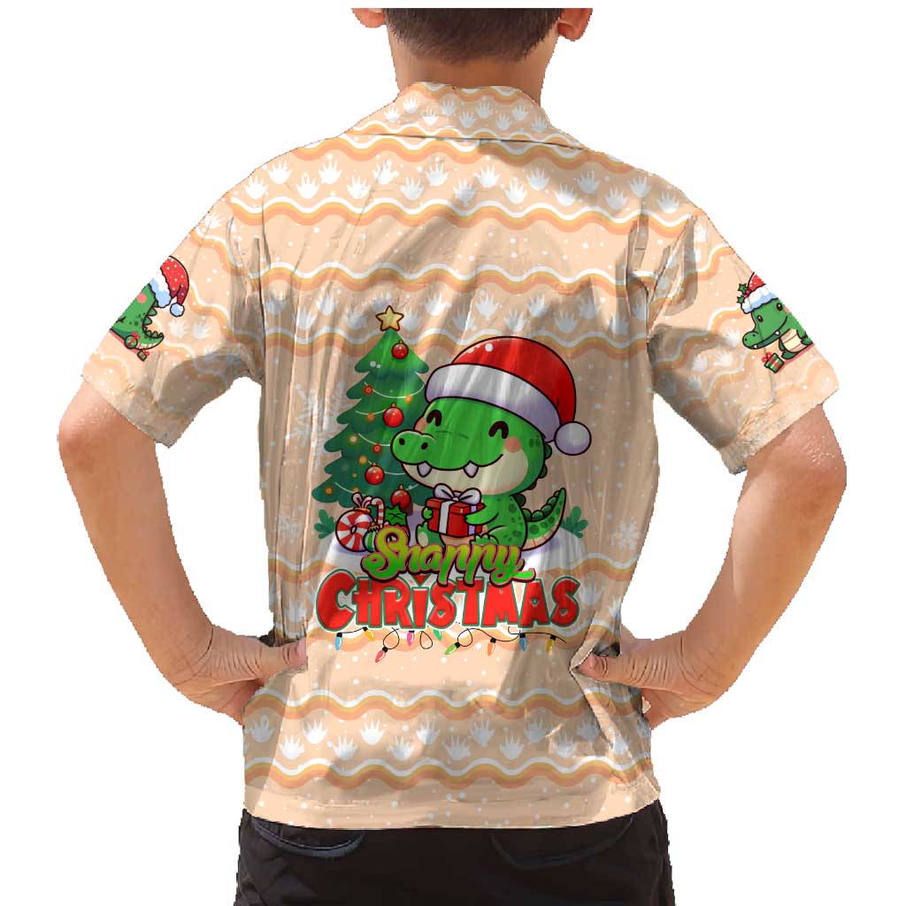Crocodile Snappy Christmas Family Matching Mermaid Dress and Hawaiian Shirt Cute Alligator Holiday Tree Cartoon Design - Wonder Print Shop