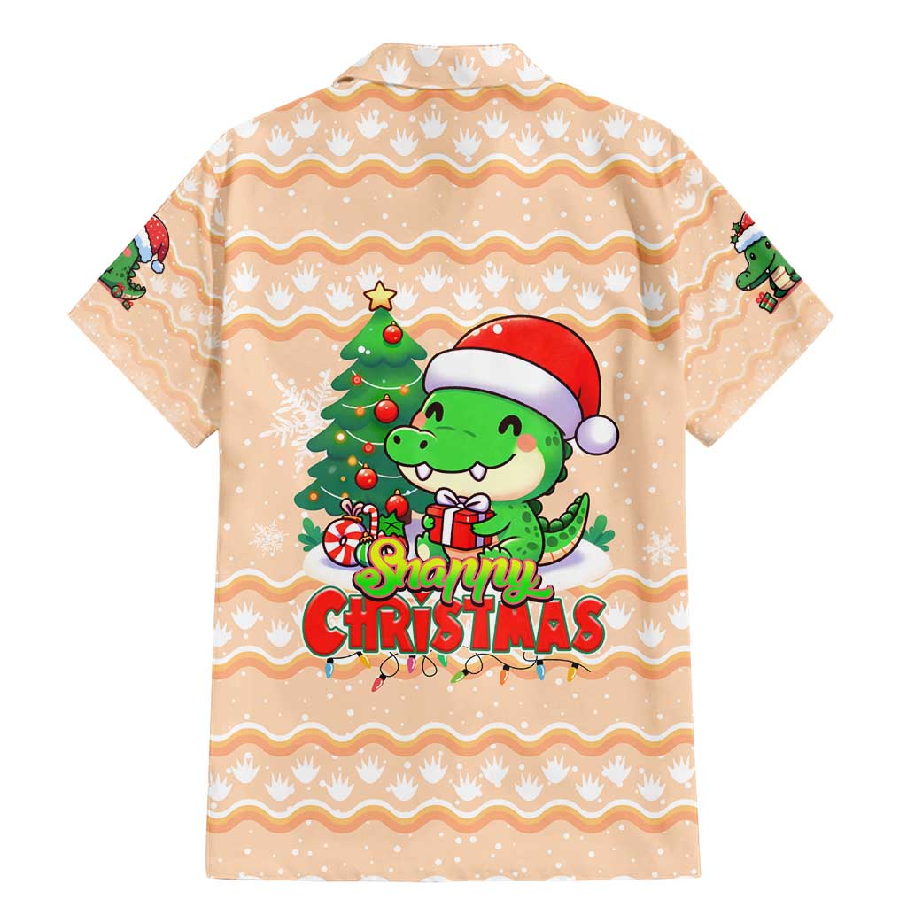 Crocodile Snappy Christmas Family Matching Mermaid Dress and Hawaiian Shirt Cute Alligator Holiday Tree Cartoon Design - Wonder Print Shop
