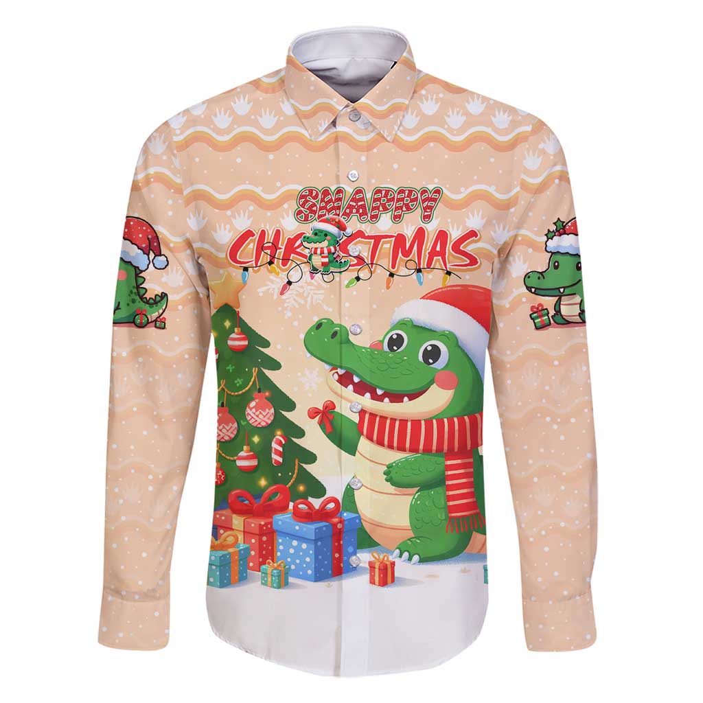 Crocodile Snappy Christmas Family Matching Mermaid Dress and Hawaiian Shirt Cute Alligator Holiday Tree Cartoon Design - Wonder Print Shop
