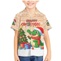 Crocodile Snappy Christmas Family Matching Mermaid Dress and Hawaiian Shirt Cute Alligator Holiday Tree Cartoon Design - Wonder Print Shop