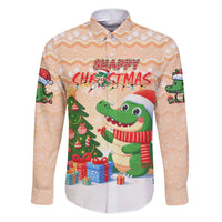 Crocodile Snappy Christmas Family Matching Puletasi and Hawaiian Shirt Cute Alligator Holiday Tree Cartoon Design - Wonder Print Shop