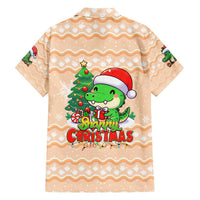 Crocodile Snappy Christmas Family Matching Short Sleeve Bodycon Dress and Hawaiian Shirt Cute Alligator Holiday Tree Cartoon Design - Wonder Print Shop