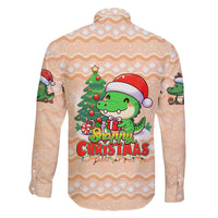 Crocodile Snappy Christmas Family Matching Short Sleeve Bodycon Dress and Hawaiian Shirt Cute Alligator Holiday Tree Cartoon Design - Wonder Print Shop