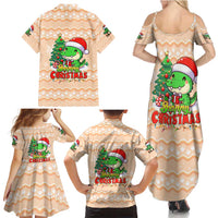 Crocodile Snappy Christmas Family Matching Summer Maxi Dress and Hawaiian Shirt Cute Alligator Holiday Tree Cartoon Design - Wonder Print Shop