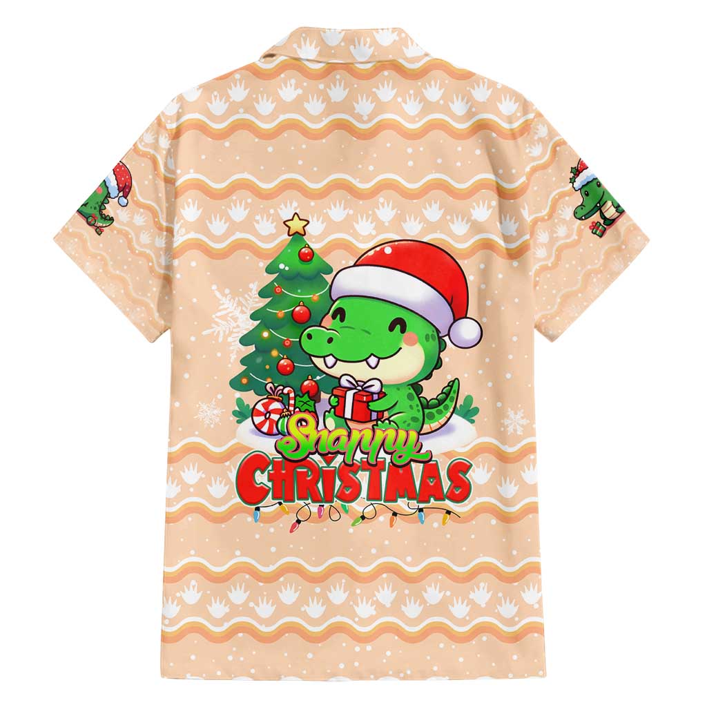 Crocodile Snappy Christmas Family Matching Tank Maxi Dress and Hawaiian Shirt Cute Alligator Holiday Tree Cartoon Design - Wonder Print Shop