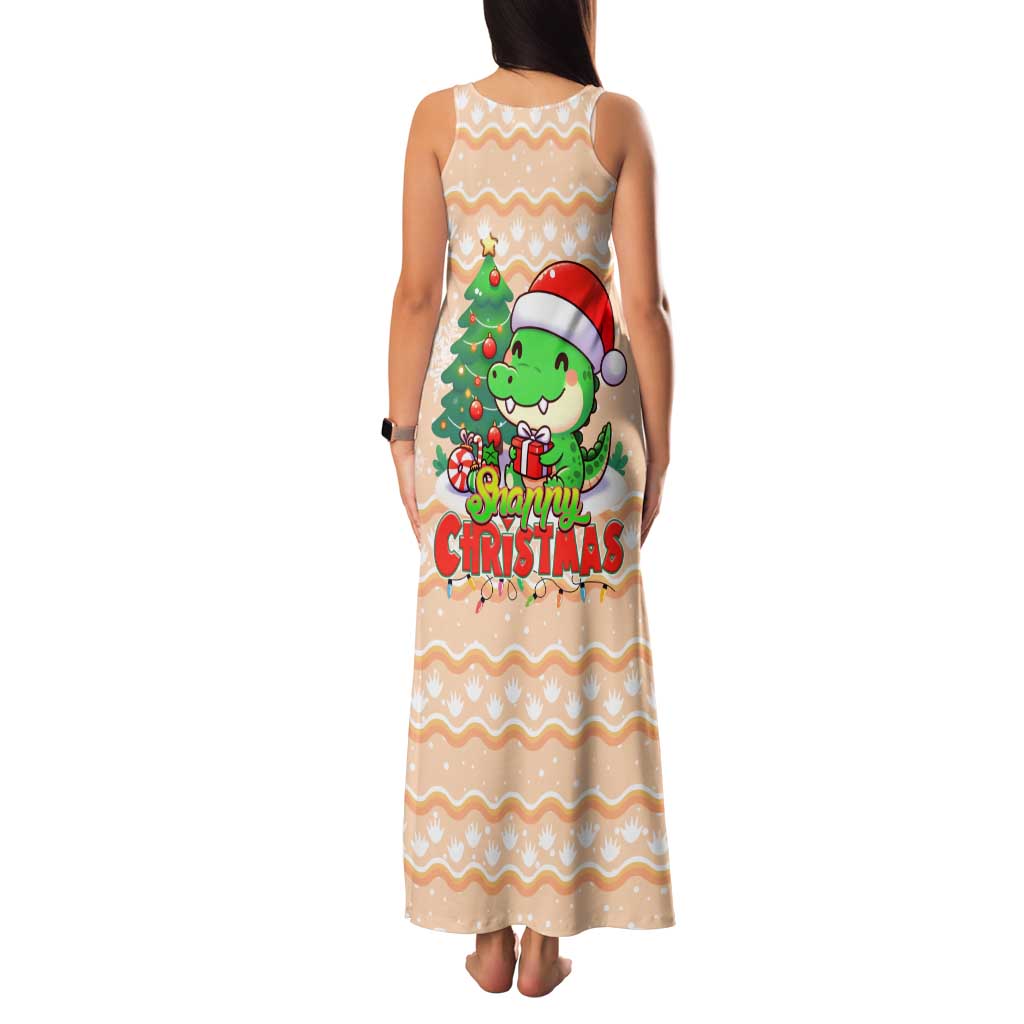 Crocodile Snappy Christmas Family Matching Tank Maxi Dress and Hawaiian Shirt Cute Alligator Holiday Tree Cartoon Design - Wonder Print Shop