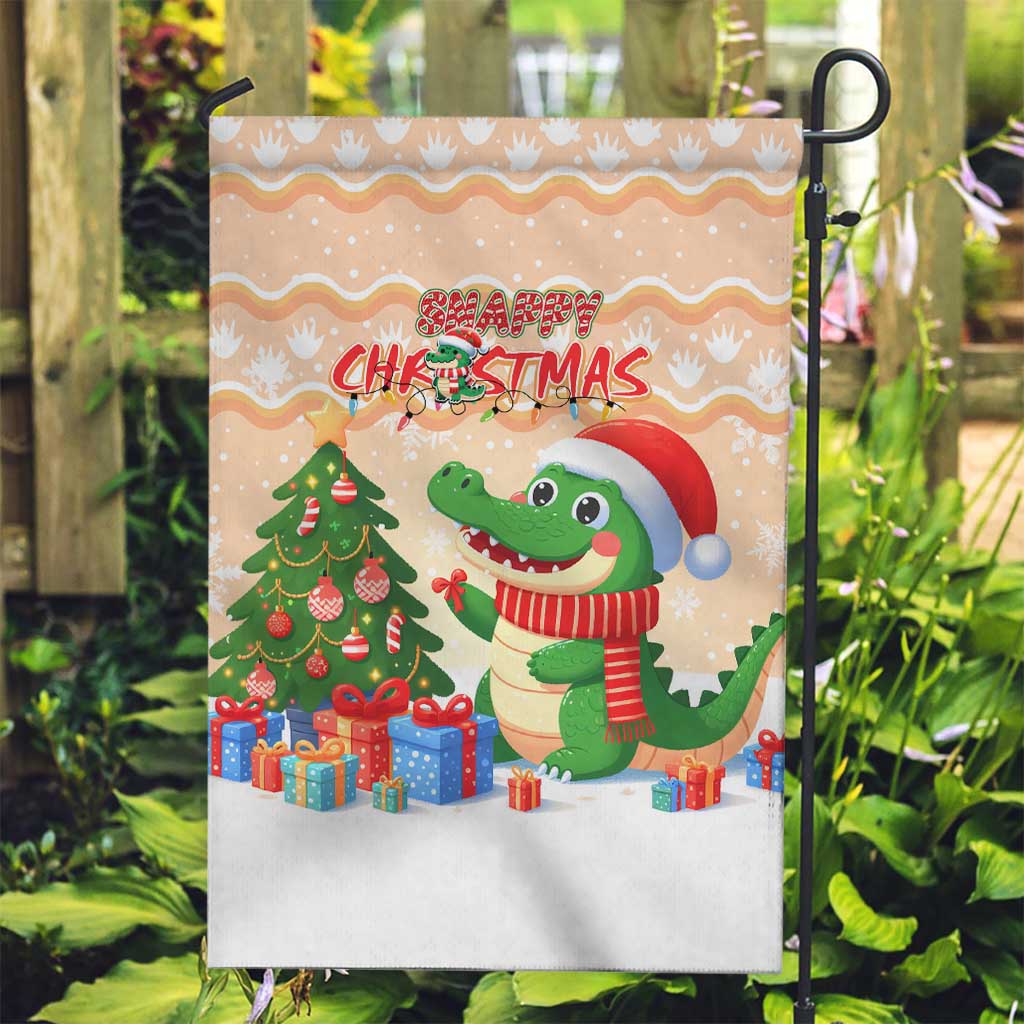 Crocodile Snappy Christmas Garden Flag Cute Alligator Holiday Tree Cartoon Design - Wonder Print Shop