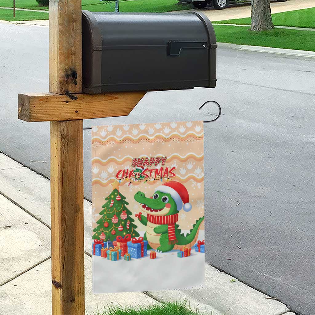 Crocodile Snappy Christmas Garden Flag Cute Alligator Holiday Tree Cartoon Design - Wonder Print Shop