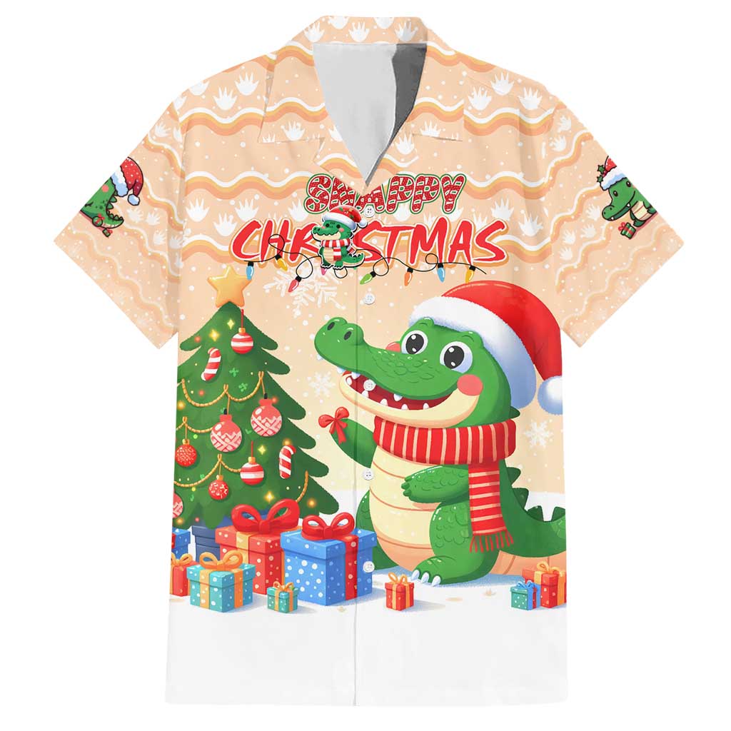 Crocodile Snappy Christmas Hawaiian Shirt Cute Alligator Holiday Tree Cartoon Design - Wonder Print Shop