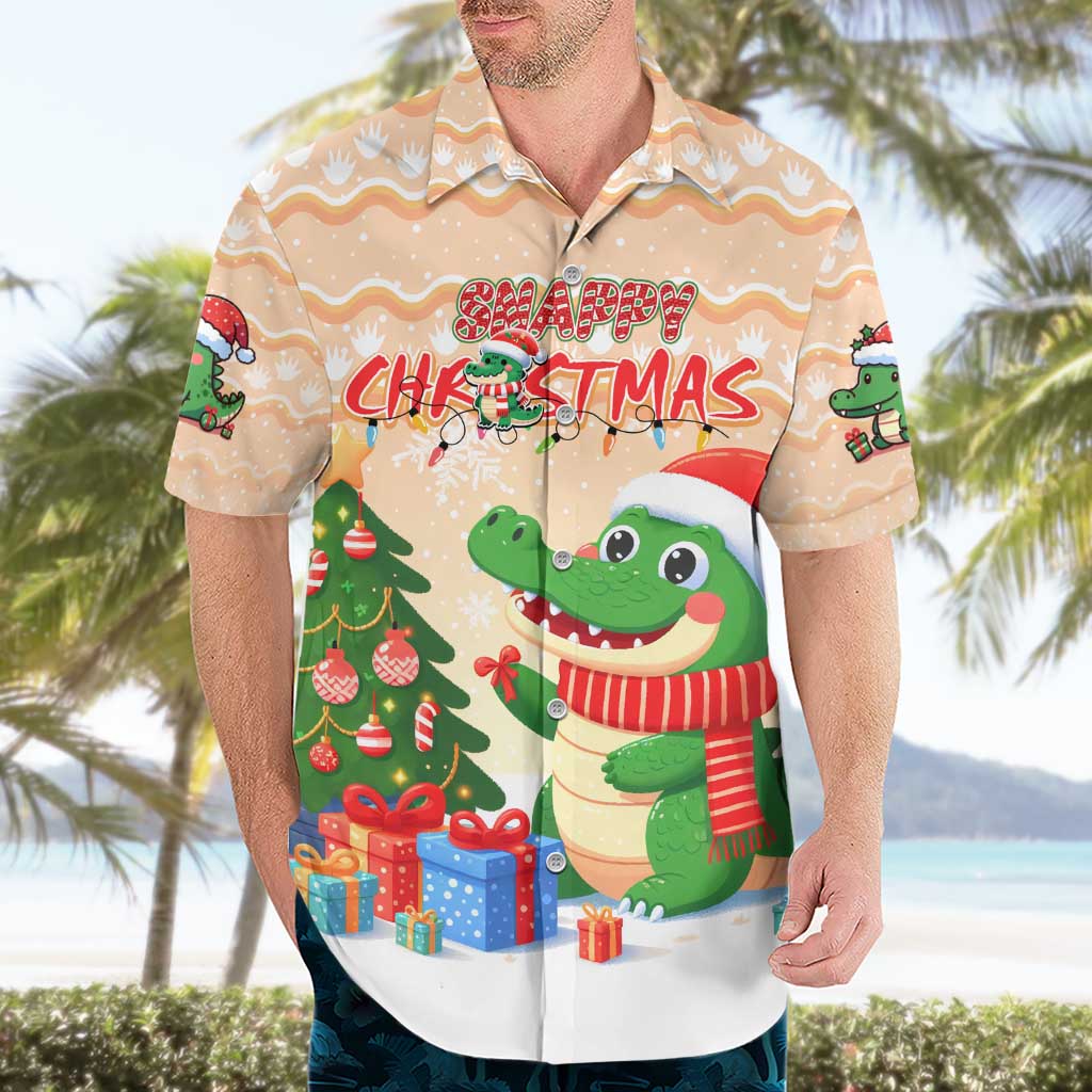 Crocodile Snappy Christmas Hawaiian Shirt Cute Alligator Holiday Tree Cartoon Design - Wonder Print Shop