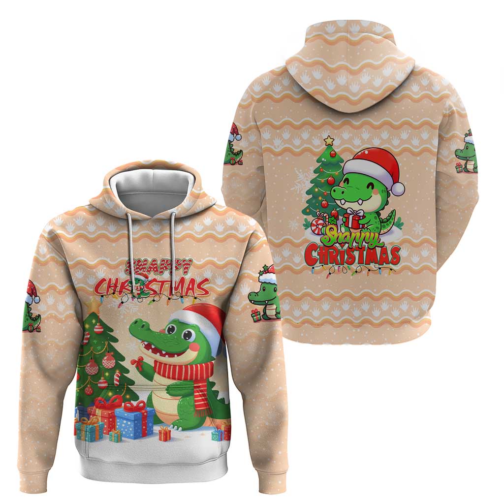 Crocodile Snappy Christmas Hoodie Cute Alligator Holiday Tree Cartoon Design - Wonder Print Shop