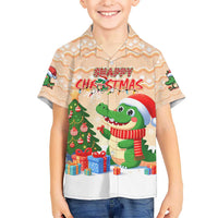 Crocodile Snappy Christmas Kid Hawaiian Shirt Cute Alligator Holiday Tree Cartoon Design - Wonder Print Shop