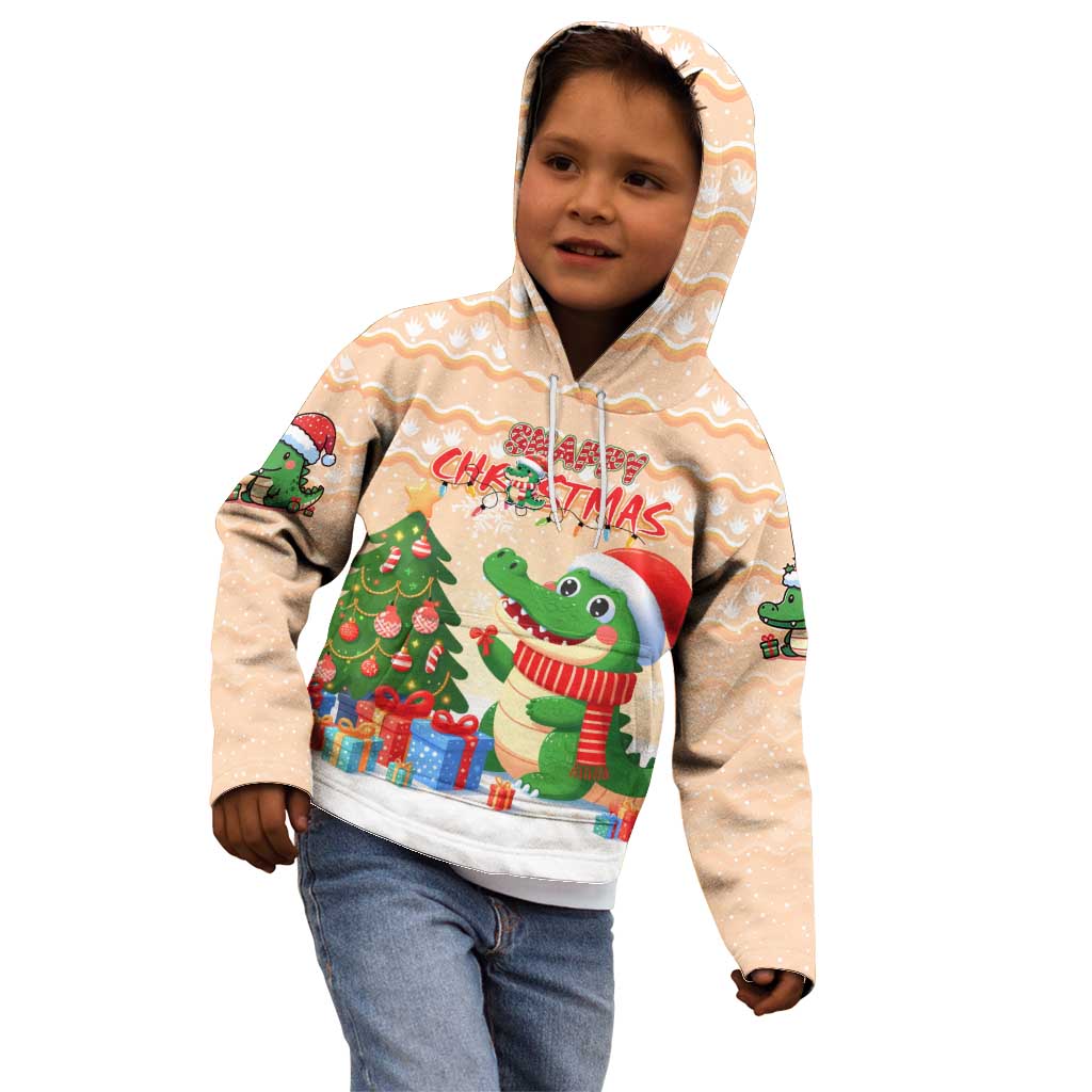 Crocodile Snappy Christmas Kid Hoodie Cute Alligator Holiday Tree Cartoon Design - Wonder Print Shop