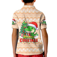Crocodile Snappy Christmas Kid Polo Shirt Cute Alligator Holiday Tree Cartoon Design - Wonder Print Shop
