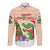 Crocodile Snappy Christmas Long Sleeve Button Shirt Cute Alligator Holiday Tree Cartoon Design - Wonder Print Shop