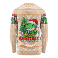 Crocodile Snappy Christmas Long Sleeve Shirt Cute Alligator Holiday Tree Cartoon Design - Wonder Print Shop