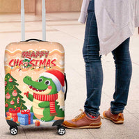 Crocodile Snappy Christmas Luggage Cover Cute Alligator Holiday Tree Cartoon Design - Wonder Print Shop