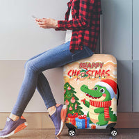 Crocodile Snappy Christmas Luggage Cover Cute Alligator Holiday Tree Cartoon Design - Wonder Print Shop