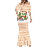 Crocodile Snappy Christmas Mermaid Dress Cute Alligator Holiday Tree Cartoon Design - Wonder Print Shop