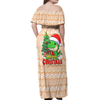 Crocodile Snappy Christmas Off Shoulder Maxi Dress Cute Alligator Holiday Tree Cartoon Design - Wonder Print Shop