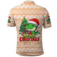 Crocodile Snappy Christmas Polo Shirt Cute Alligator Holiday Tree Cartoon Design - Wonder Print Shop