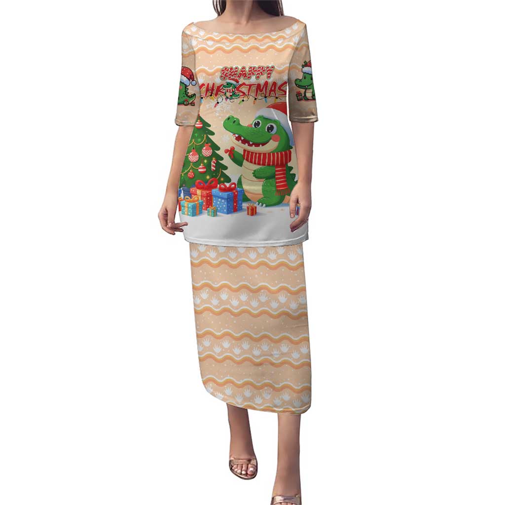 Crocodile Snappy Christmas Puletasi Cute Alligator Holiday Tree Cartoon Design - Wonder Print Shop