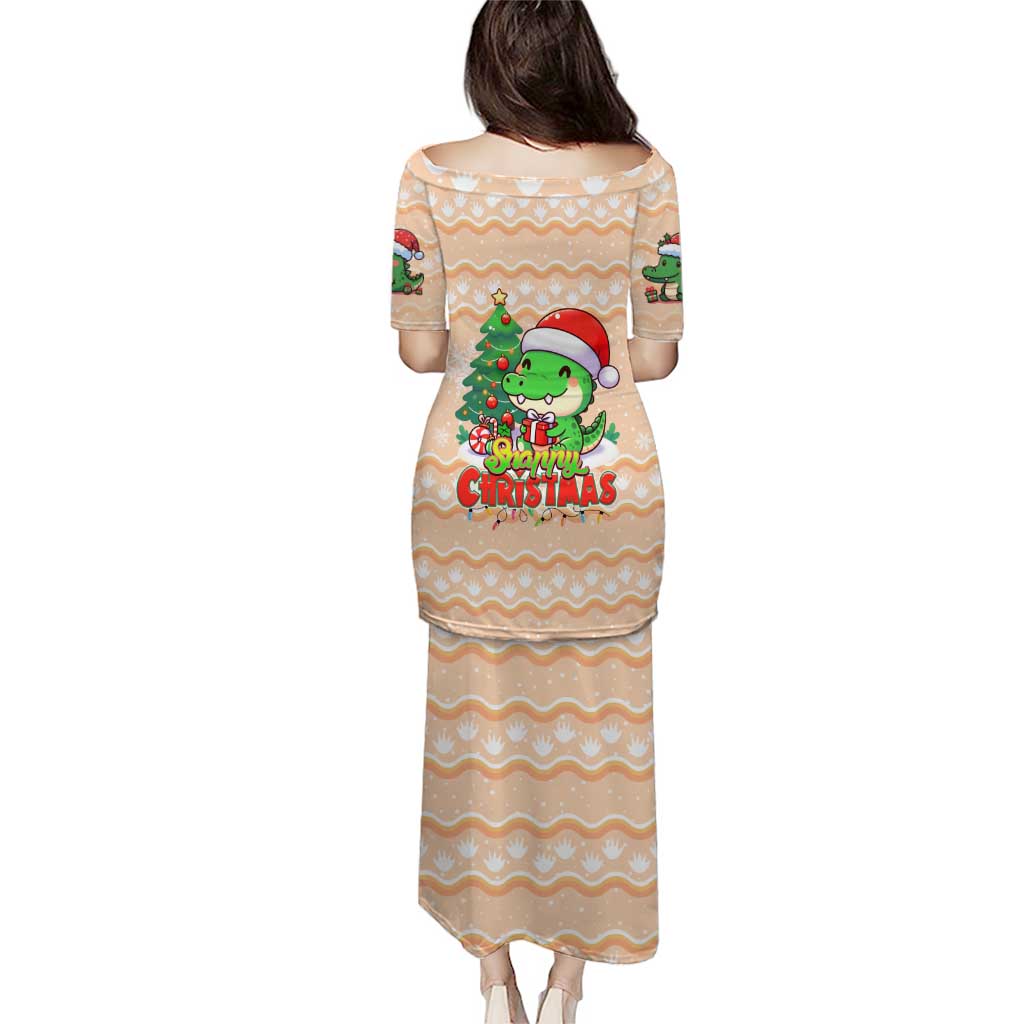 Crocodile Snappy Christmas Puletasi Cute Alligator Holiday Tree Cartoon Design - Wonder Print Shop