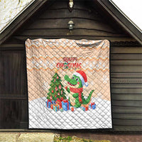 Crocodile Snappy Christmas Quilt Cute Alligator Holiday Tree Cartoon Design - Wonder Print Shop