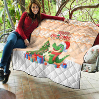 Crocodile Snappy Christmas Quilt Cute Alligator Holiday Tree Cartoon Design - Wonder Print Shop