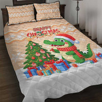 Crocodile Snappy Christmas Quilt Bed Set Cute Alligator Holiday Tree Cartoon Design - Wonder Print Shop
