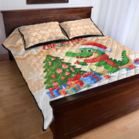 Crocodile Snappy Christmas Quilt Bed Set Cute Alligator Holiday Tree Cartoon Design - Wonder Print Shop