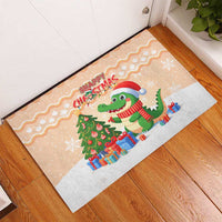 Crocodile Snappy Christmas Rubber Doormat Cute Alligator Holiday Tree Cartoon Design - Wonder Print Shop