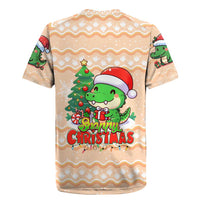 Crocodile Snappy Christmas Rugby Jersey Cute Alligator Holiday Tree Cartoon Design - Wonder Print Shop