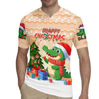 Crocodile Snappy Christmas Rugby Jersey Cute Alligator Holiday Tree Cartoon Design - Wonder Print Shop