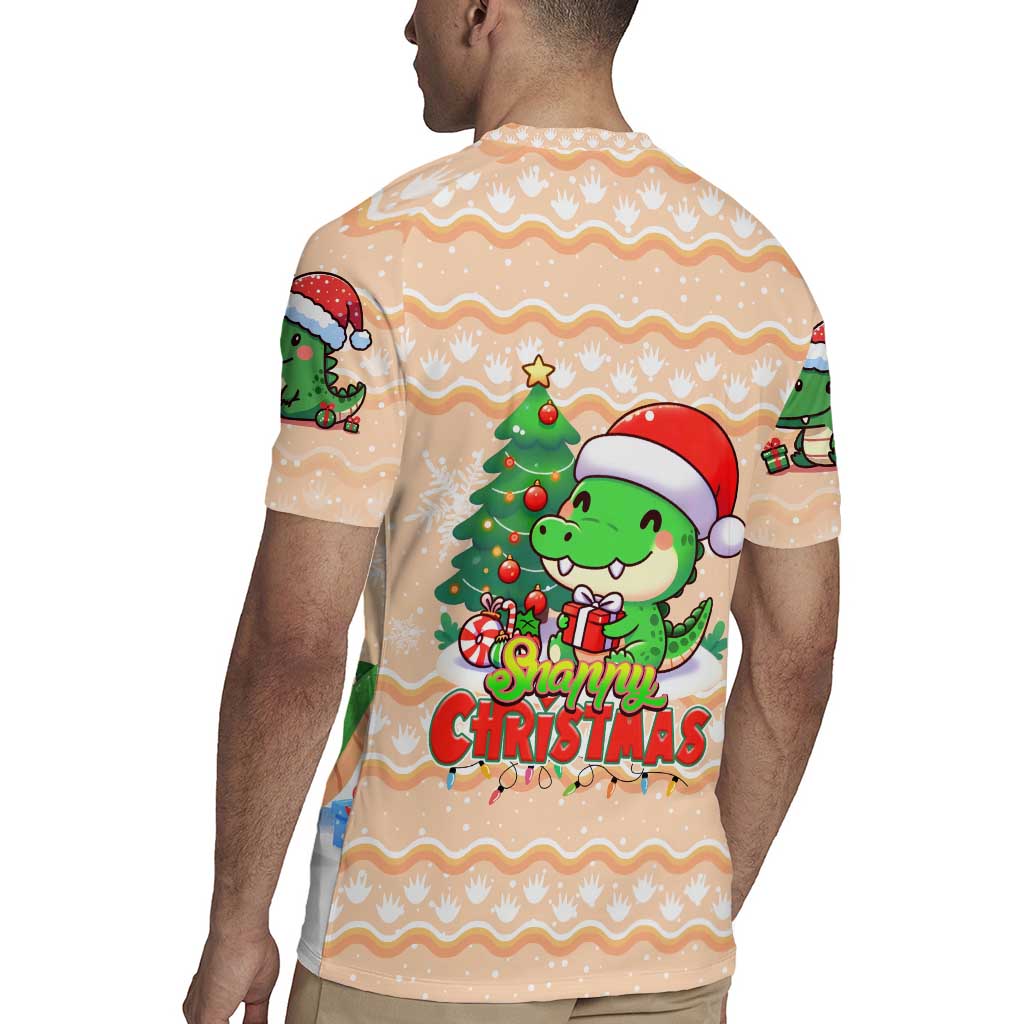 Crocodile Snappy Christmas Rugby Jersey Cute Alligator Holiday Tree Cartoon Design - Wonder Print Shop